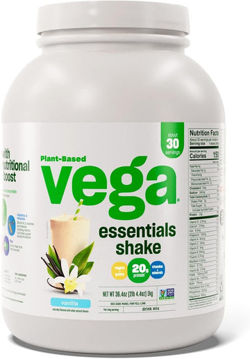 Vega Essentials Plant Based Protein Powder, Vanilla - Vegan, Superfood, Vitamins, Antioxidants, Keto, Low Carb, Dairy Free, Gluten Free, Pea Protein For Women & Men, 2.3 Lbs (Packaging May Vary)