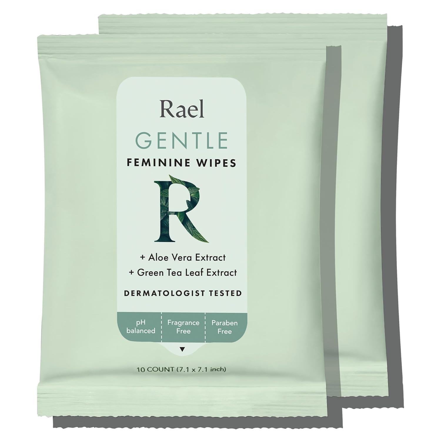 Rael Feminine Wipes, Flushable Wipes Ph Balanced - Travel Size, All Skin Types, Paraben Free, Daily Use (10 Count, Pack Of 2)