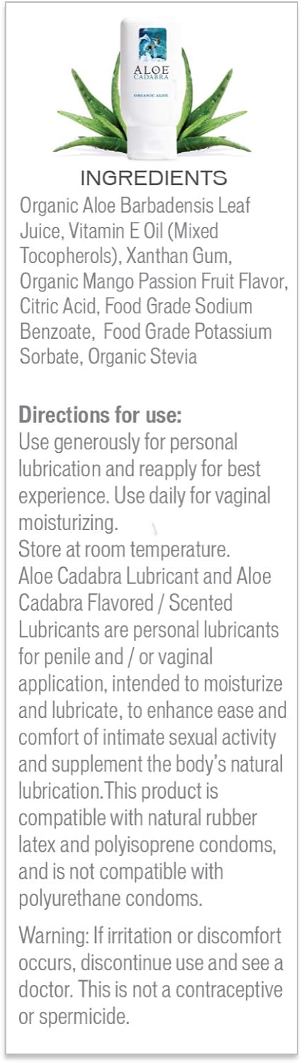 Aloe Cadabra Flavored Personal Lubricant Organic Passion Lube for Women, Men & Couples, Mango Passion 2.5 Ounce (Pack of 5)