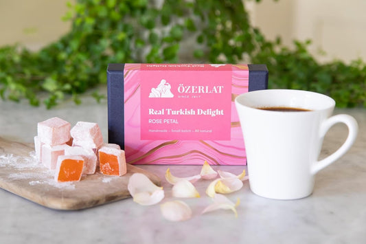 Ozerlat Real Turkish Delight, Rose - Luxury Gourmet Artisan Dessert Sweets, Premium Quality Natural Ingredients, Vegan, Gluten Free, Traditional Authentic Flavour (200G)