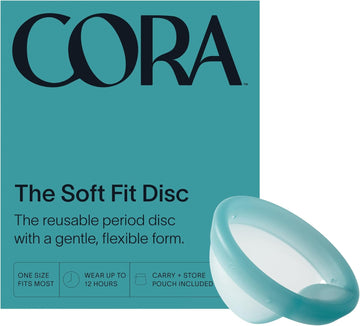 Cora Soft Fit Disc | Reusable Period Disc | Soft Menstrual Disc | Up To 12-Hours | Sustainable Alternative To Tampons/Pads | For Light Or Heavy Flows | Bladder Sensitivities | Medical Grade Silicone…