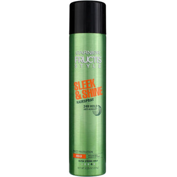 Garnier Fructis Style Sleek And Shine Anti-Humidity Hairspray, Ultra Strong Hold, Frizz Protection 8.25 Oz, 1 Count (Packaging May Vary)