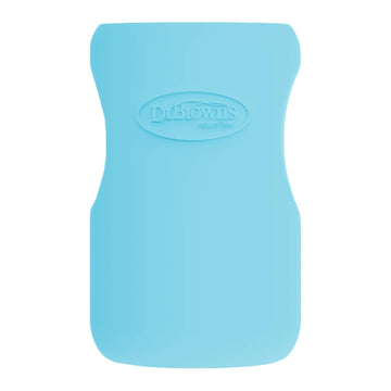 Dr. Brown'S Natural Flow Options+ Glass Baby Bottle Sleeves,100% Silicone,9 Oz,Wide-Neck,Blue