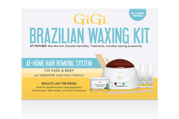 Gigi Brazilian Waxing Kit - At-Home Hair Removal Kit With Warmer, Hard Wax, And Pre & Post Treatments For Face, Bikini, And Body, 1-Set
