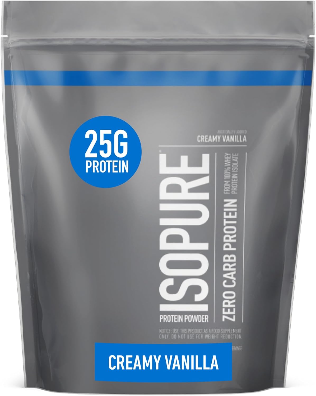 Isopure Creamy Vanilla Whey Isolate Protein Powder with Vitamin C & Zinc for Immune Support, 25g Protein, Zero Carb & Keto Friendly, 15 Servings, 1 Pound (Packaging May Vary)