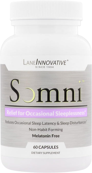 Lane Innovative - Somni, Sleep Aid Supplement, Promotes Relaxation & Balance, Helps Combat Occasional Stress, Rich in Essential Vitamins & Herbal Extracts, Supports More Restful Sleep (20 Servings)