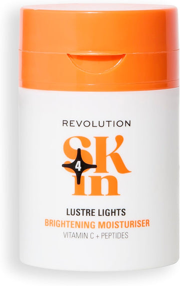 Revolution Skin, Lustre Lights Vitamin C & Peptides Brightening Moisturiser, 3-In-1 Illuminating Face Cream & Primer, Vegan & Cruelty-Free, 50Ml
