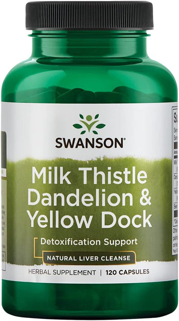 Swanson Milk Thistle, Dandelion & Yellow Dock - Herbal Liver Support Supplement - Natural Supplement Helping To Maintain Overall Health & Wellbeing - (120 Capsules) 1 Pack