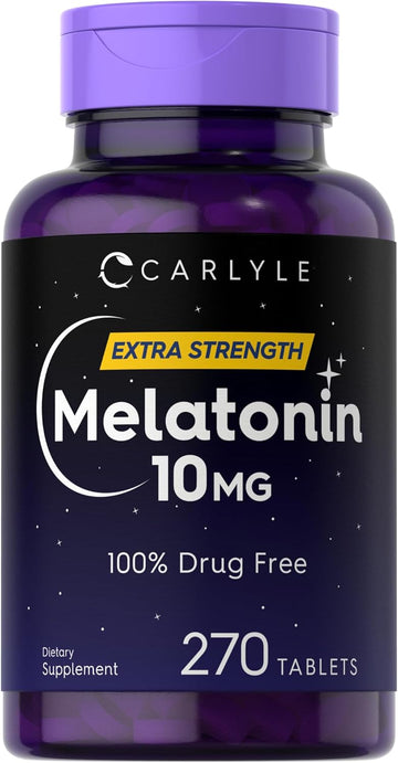 Carlyle Melatonin 10Mg | 270 Tablets | Supplement | Drug Free Aid For Adults | Vegetarian, Non-Gmo, Gluten Free