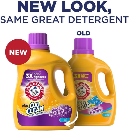 Arm & Hammer Plus Oxiclean Odor Blasters Fresh Burst, 77 Loads Liquid Laundry Detergent, 100.5 Fl Oz