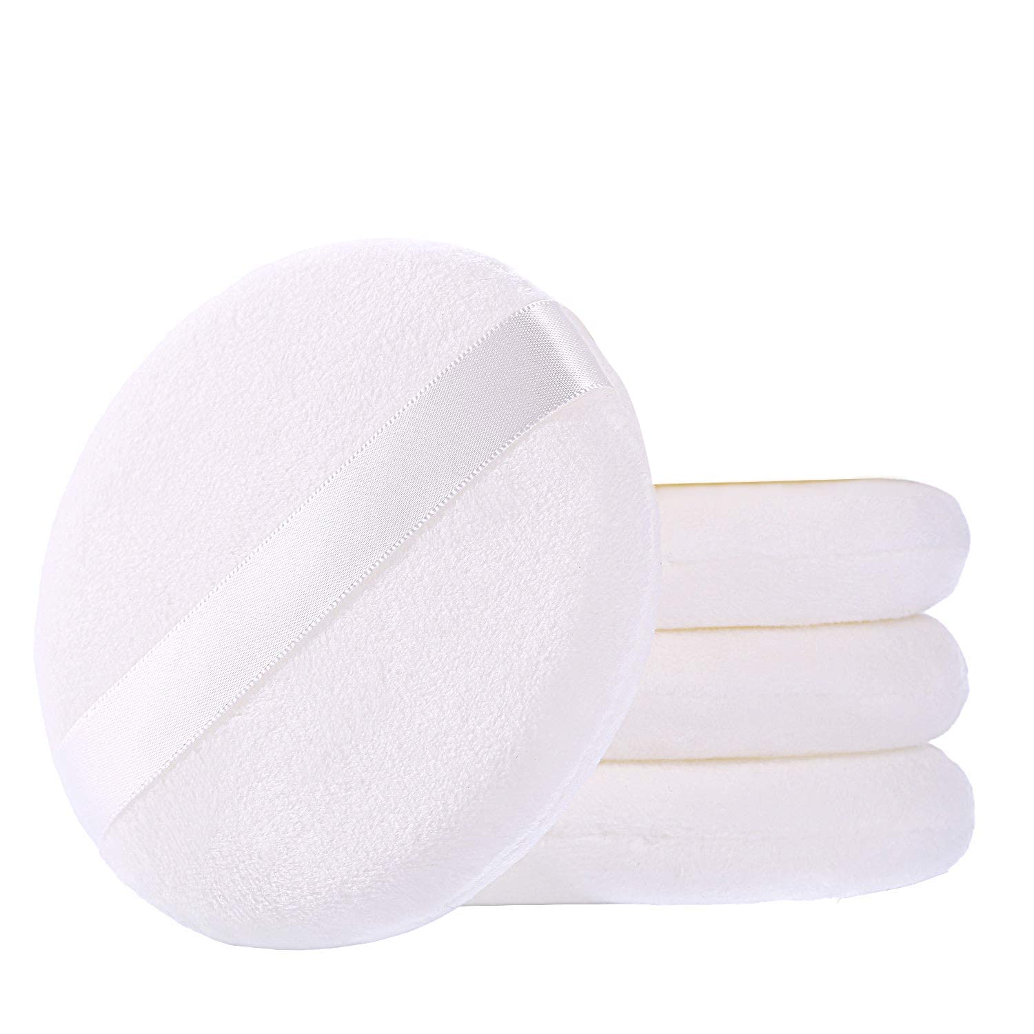 Wsyub Powder Puff, Powder Puff For Body Powder, Ultra Soft Large Velour Body Loose Powder Puff, 4.13 Inch,4Pcs?White, Round