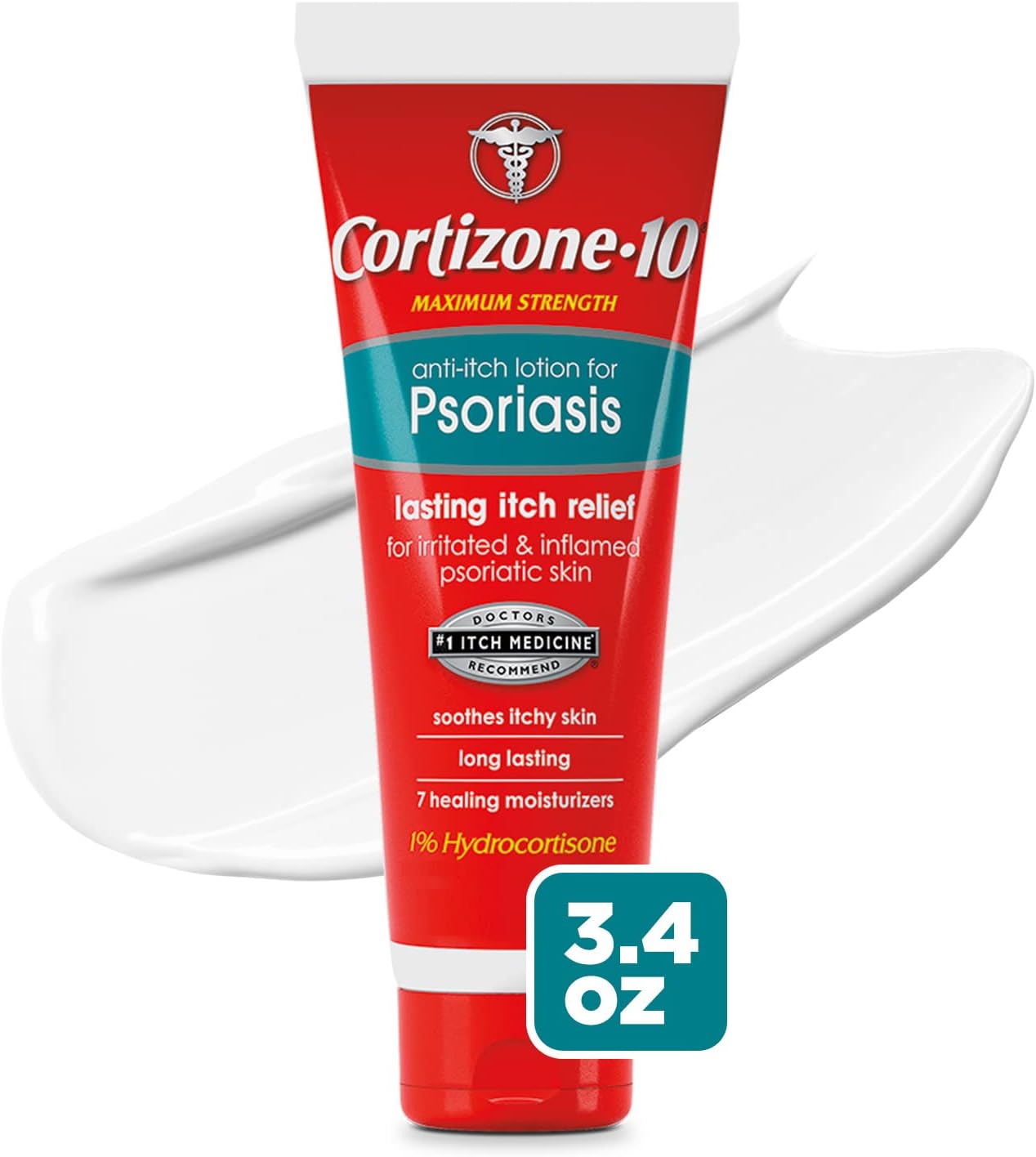 Cortizone 10 Anti-Itch Lotion for Psoriasis 3.4 oz (96g) , Maximum Strength 1% Hydrocortisone