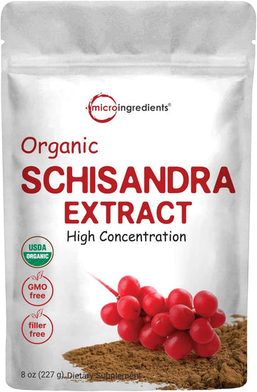 Organic Schisandra Extract Powder, 8 Ounce, Traditional Adaptogen and Filler Free, Pure Schisandra Supplement, Supports Liver Detox and Cognitive Health, No GMOs