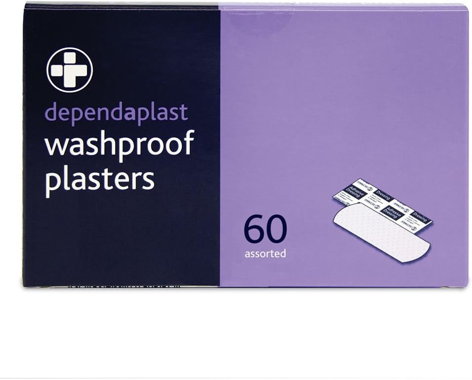 Dependaplast Washproof Plasters - Flexible Pu Plastic Film, Secure Adhesive, Breathable, Waterproof - Assorted Box Of 60