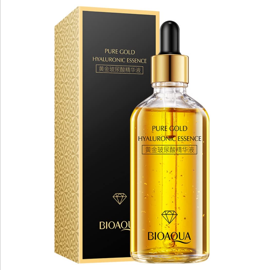 Bioaqua Pure 24K Gold Hyaluronic Acid Facial Essence Improve Dry Rough Hydration Moisturizing Plumping Face Skin 100Ml