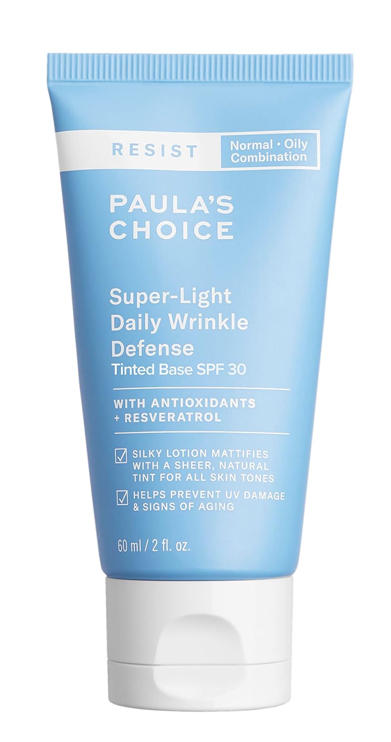 Paula'S Choice Resist Super-Light Daily Wrinkle Defense Spf 30 Matte Tinted Face Moisturizer, Uva & Uvb Protection, Mineral Sunscreen For Oily Skin, Fragrance-Free & Paraben-Free, 2 Ounces