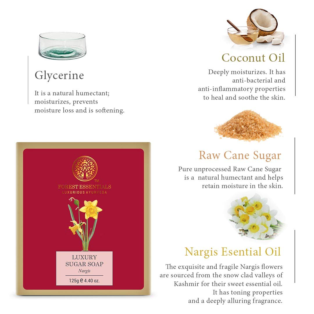 Forest Essentials Luxury Sugar Soap Nargis 125G : Beauty & Personal Care