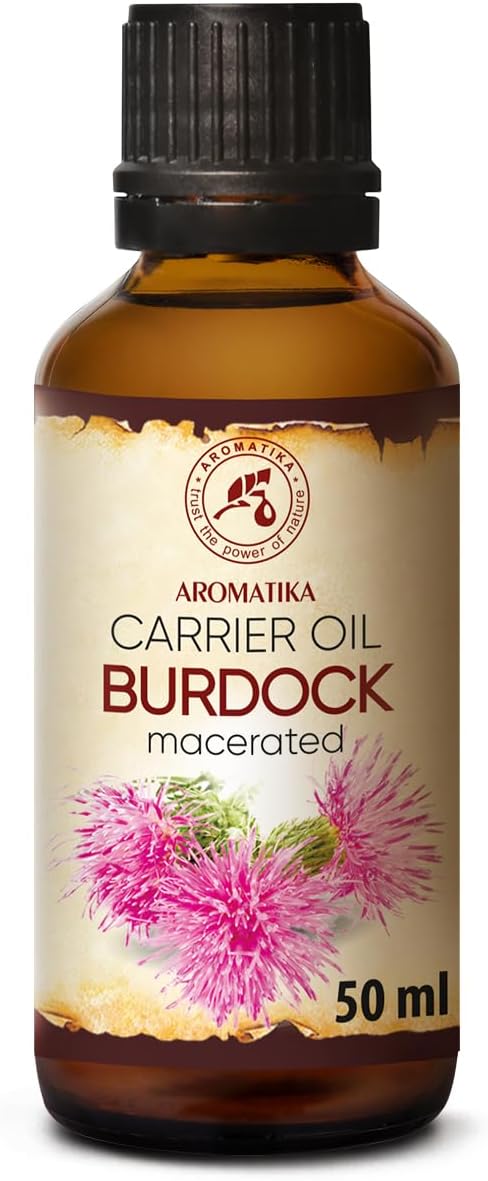 Burdock Oil 50Ml - Arctium Lappa Root Extract - 100% Pure & Natural - Best Hair Oil - Great Benefits For Skin - Hair - Face - Body Care - Glass Bottle - Oils Burdock Seed