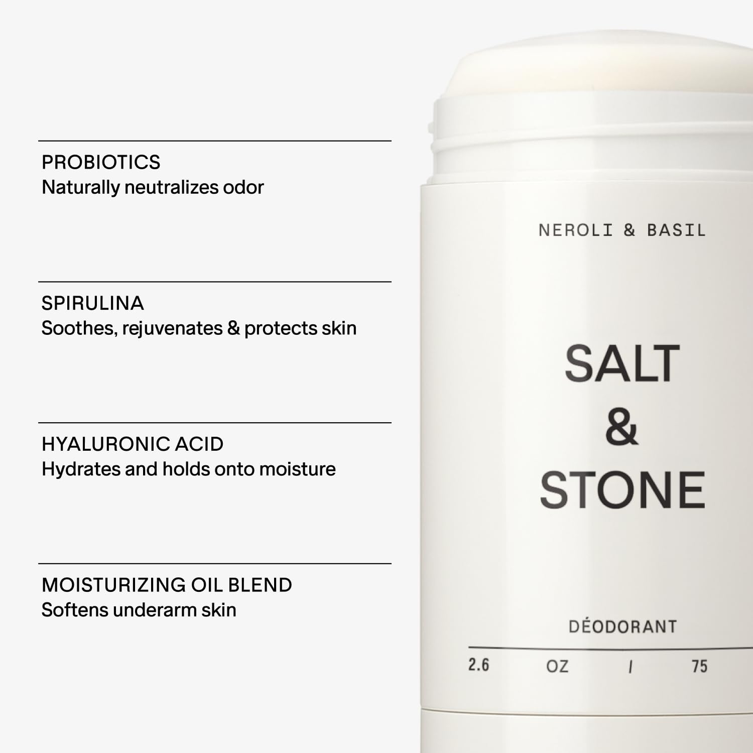 SALT & STONE Natural Deodorant - Neroli & Shiso Leaf | Extra Strength Natural Deodorant for Women & Men | Aluminum Free with Probiotics, Seaweed Extracts & Shea Butter (2.6 oz) : Beauty & Personal Care