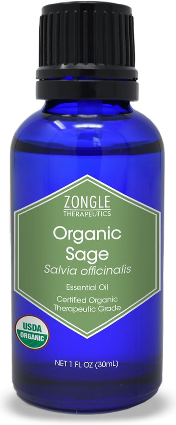 Organic Sage Essential Oil By Zongle – 100% Pure Natural, Therapeutic Grade, Premium Quality For Skin, Aromatherapy & Topical Use – 1 Oz