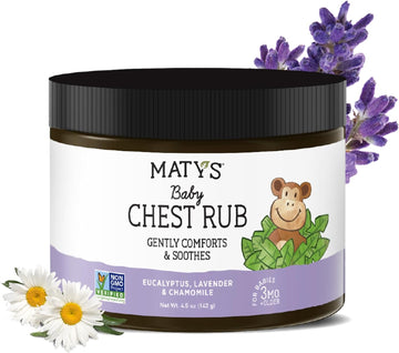 Matys Baby Chest Rub, Soothing Congestion Relief For Babies 3 Months Old & Up, Clean & Comforting Eucalyptus, Lavender, & Chamomile For Sleep, Non-Gmo, Petroleum Free, Menthol Free, New 4.5 Oz Tub