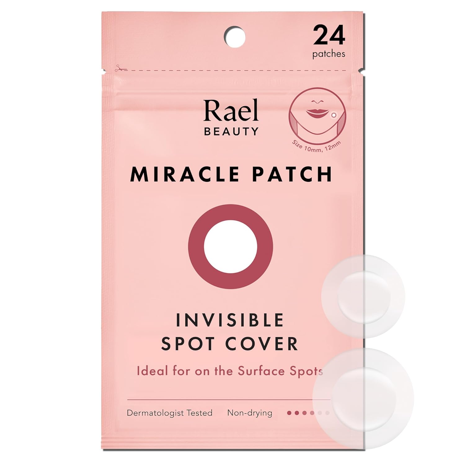 Rael Pimple Patches, Miracle Invisible Spot Cover - Hydrocolloid Acne Pimple Patches For Face, Blemishes And Zits Absorbing Patch, Breakouts Treatment Skin Care, Facial Stickers, 2 Sizes (24 Count)