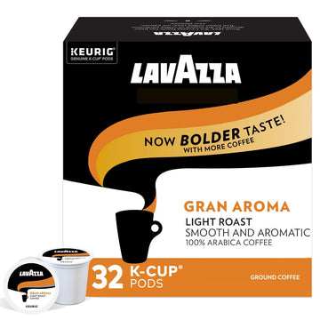 Lavazza Gran Aroma Single-Serve Coffee K-Cup® Pods For Keurig® Brewer, 32 Count (Pack Of 4) Balanced Light Roast With Floral Aroma And Notes Of Citrus, 100% Arabica