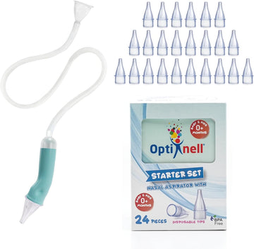 Nasal Aspirator with Disposable Tips (Aspirator with 24 Tips) Say Goodbye to Sleepless Nights - Infant Nasal Aspirator Sucks Boogers Effortlessly for Peaceful Breathing