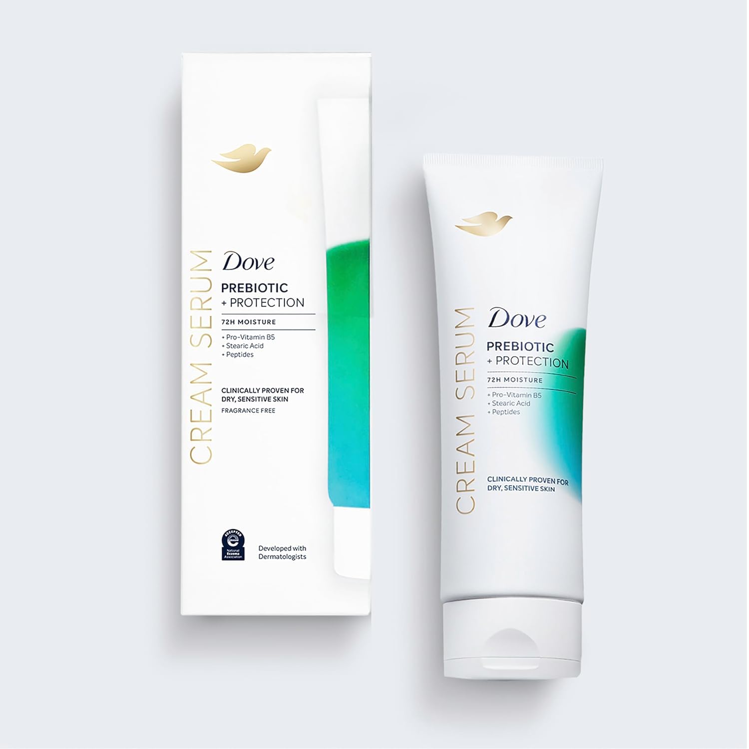 Dove Body Cream Serum Prebiotic + Protection For Dry, Sensitive Skin, With Pro-Vitamin B5, Stearic Acid And Peptides Lotion, 8 Oz : Beauty & Personal Care