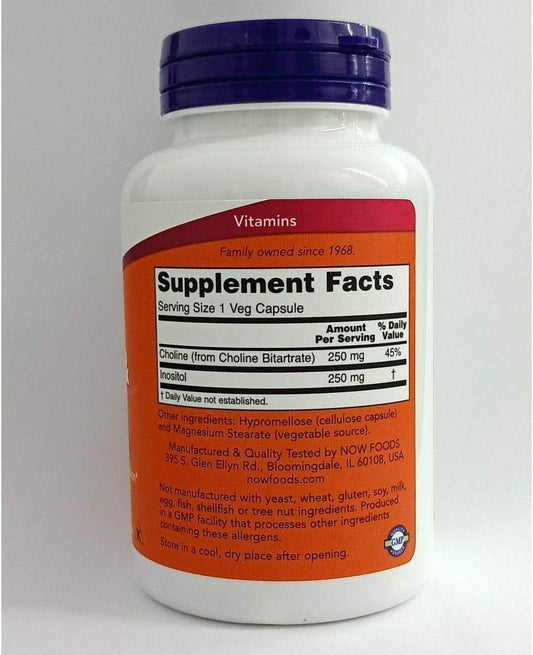 Now Choline And Inositol 500Mg, 100 Capsules (Pack Of 2)