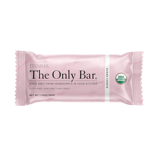 Truvani Plant Based Snack Bars | 6G Protein | 12 Pack Sugar Cookie | Organic | Vegan | The Only Bar | Dairy, Soy, And Gluten Free | Individually Wrapped