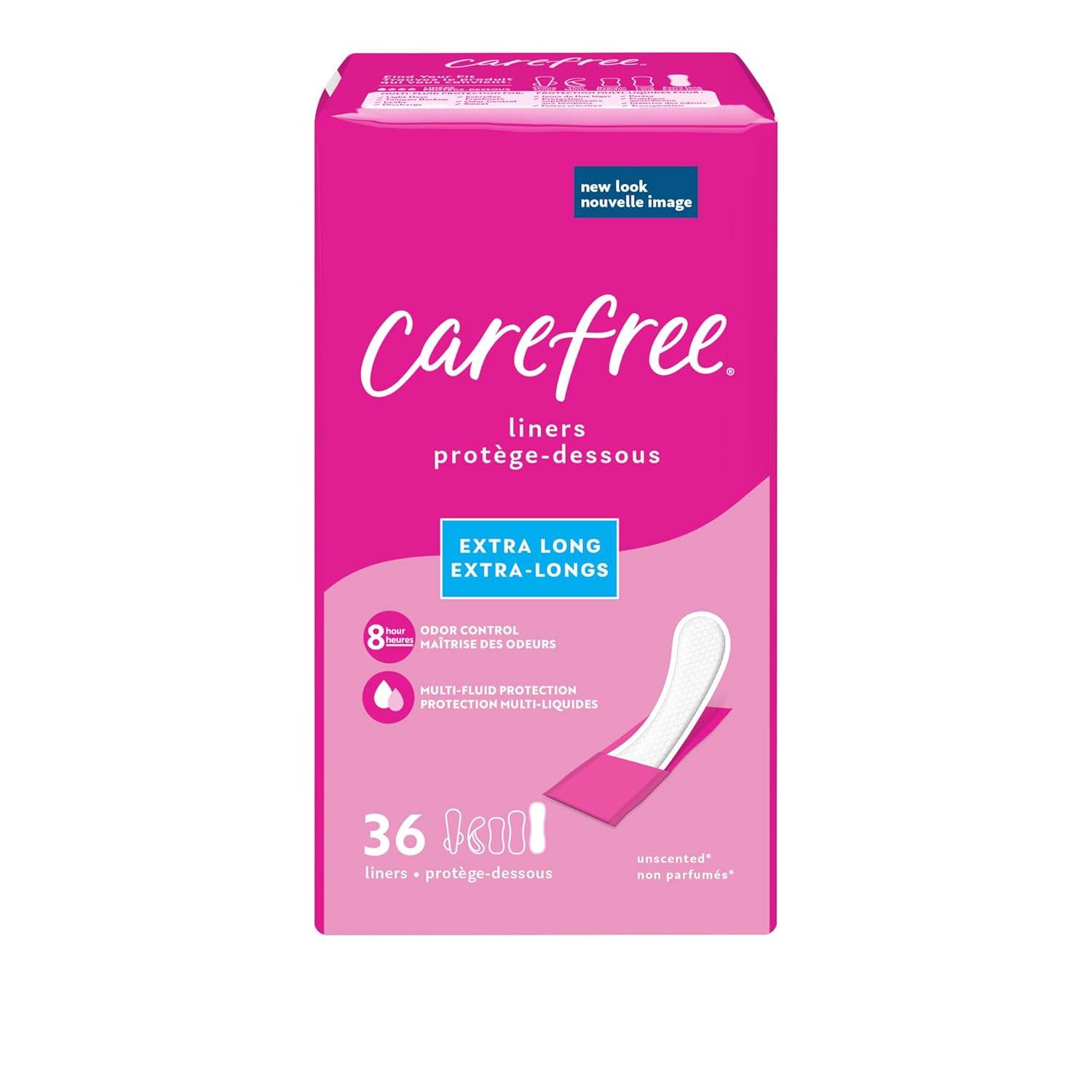 Carefree Body Shape Pantiliners, Extra Long To Go Unscented, 36 Ct