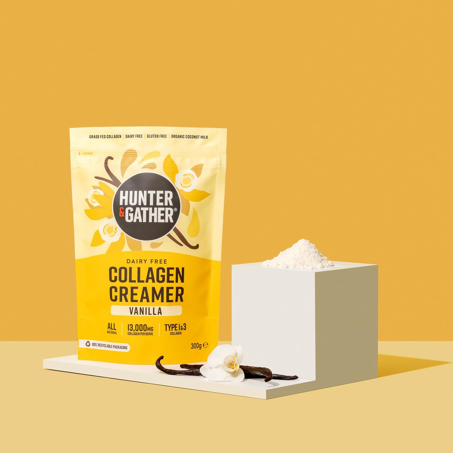 Hunter & Gather Collagen Creamer for Coffee I Vanilla I 300g I Grass Fed Type 1 & Type 3 Bovine Collagen Peptides I Dairy Free I 13,000mg per Serve I Support Hair, Skin, Nails, Muscles : Amazon.co.uk: Health & Personal Care