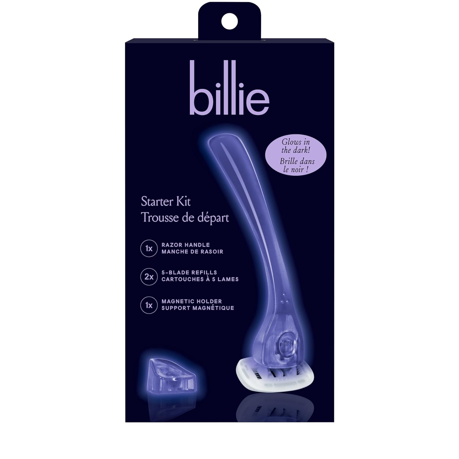 Billie Razors for Women Shave Kit – Women’s Razor + 2 x 5-Blade Razor Refills + Magnetic Holder – Moonbeam