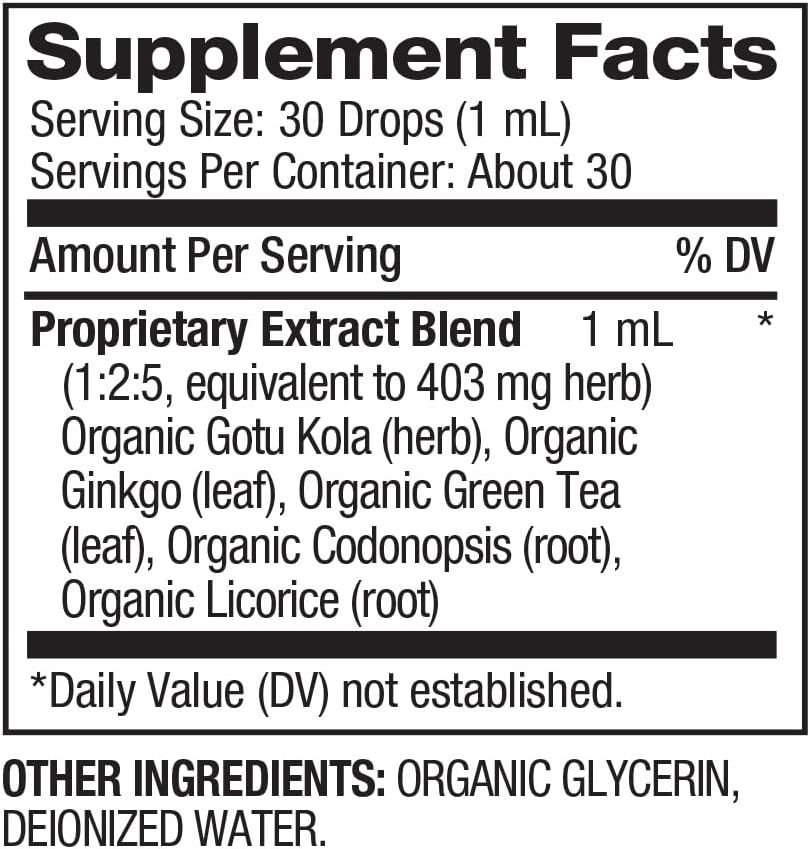 BareOrganics Clear Mind Liquid Drops, Herbal Supplement, Organic Drops, 1 Ounce : Health & Household