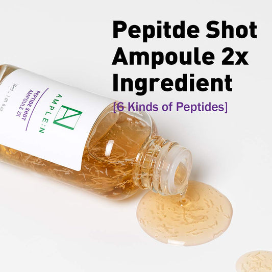 Ample:N Peptide Shot 2X Ampoule – Intensive Age Defying Concentrate Face Serum With Peptide Threads – Erasing Wrinkles And Improve Firmness – Lifting Sagging Skin – Plump, Repairs Skin, 1.01 Fl.Oz