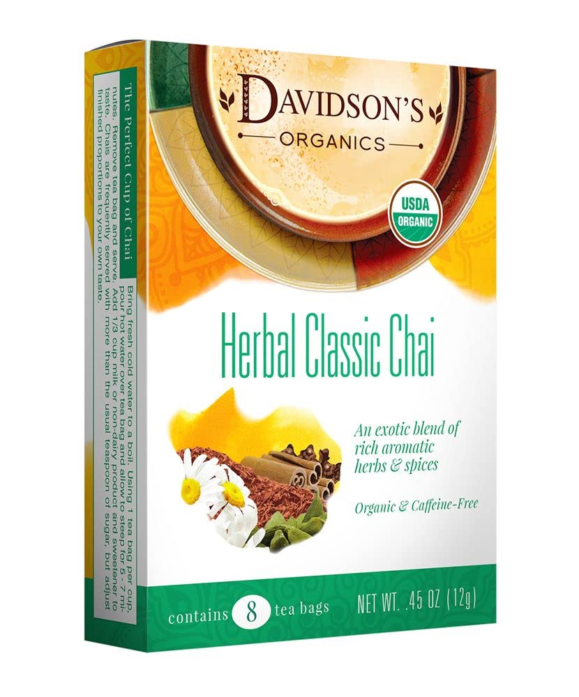 Davidson'S Organics, Herbal Classic Chai, 8-Count Tea Bags, Pack Of 12