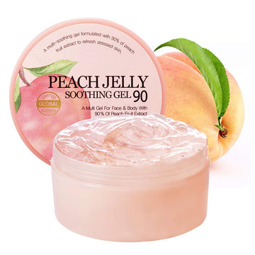 SKINFOOD Peach Jelly Soothing Gel - 90% Peach & Aloe Vera Face & Body Moisturizer, 10.14oz (300ml)