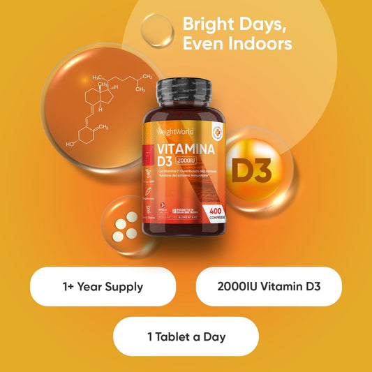 Vitamin D3 2000Iu | 400 Tablets | 1+ Year Supply | 8Mm Round Tablets | Vegetarian Friendly & Non-Gmo | 1 A Day | Vitamin D Supplements | Made In Britain