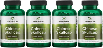 Swanson Chinese Skullcap - Herbal Supplement Promoting Relaxation '&' Sleep Support - Flavonoid Formula To Help Soothe Nerves - (90 Capsules, 400Mg Each) 4 Pack