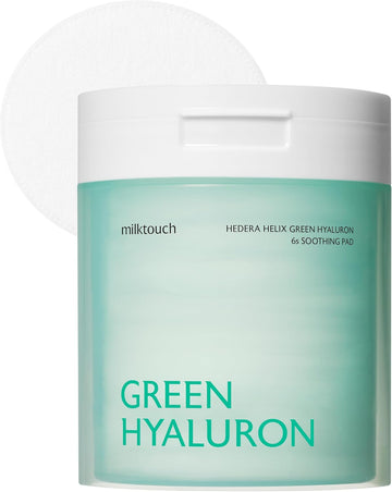 Milktouch Green Hyaluron Toner Pads - Hydrating & Soothing Facial Pads W/Hyaluronic Acid & Centella Asiatica For Sensitive Skin, Pore Care, Daily Use, Calming, Moisturizing, Korean Skincare 60Pcs