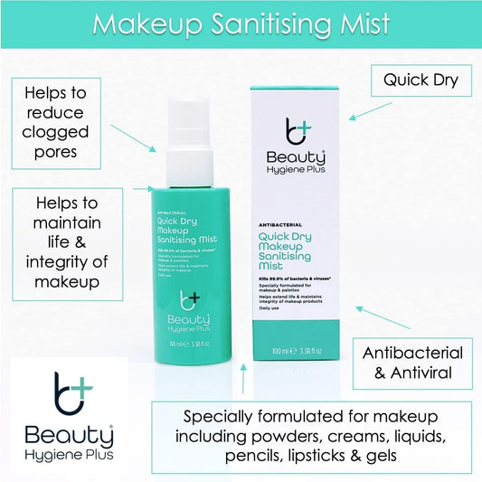 Beauty Hygiene Plus Makeup Sanitising Mist Quick Dry Antibacterial & Antiviral 100Ml