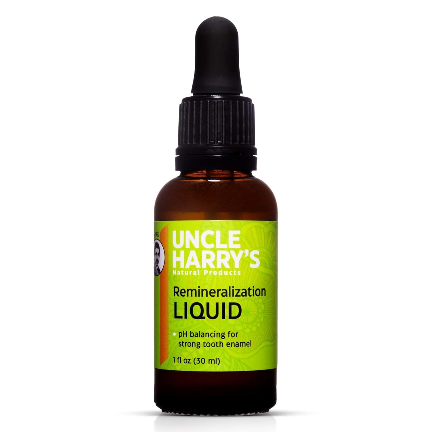 Uncle Harry's Natural & Fluoride-Free Remineralization Liquid for Tooth Enamel - Freshens Breath & Strengthens Teeth (1 oz Glass Dropper)