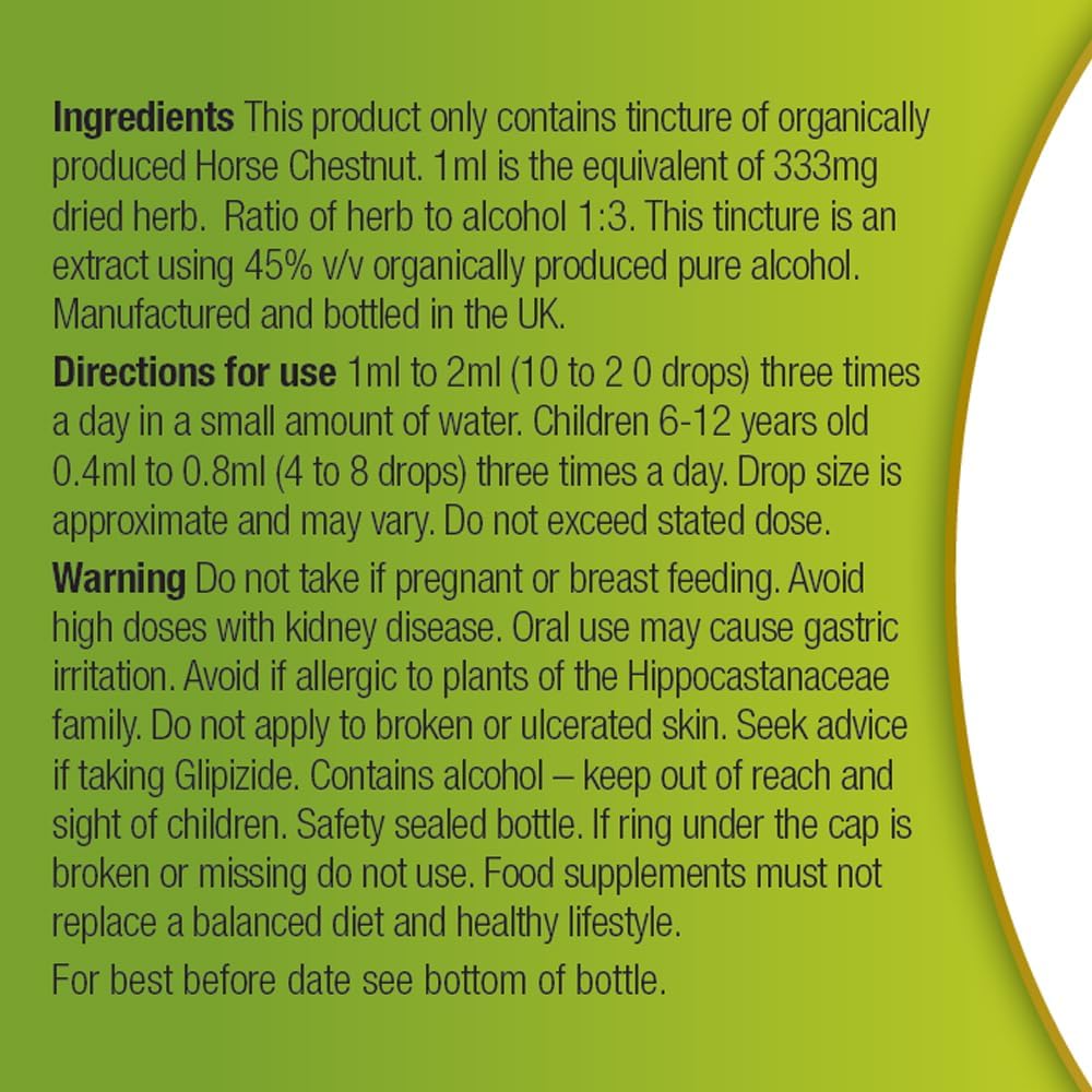 Organic Herbal Remedies 100Ml Horse Chestnut Tincture