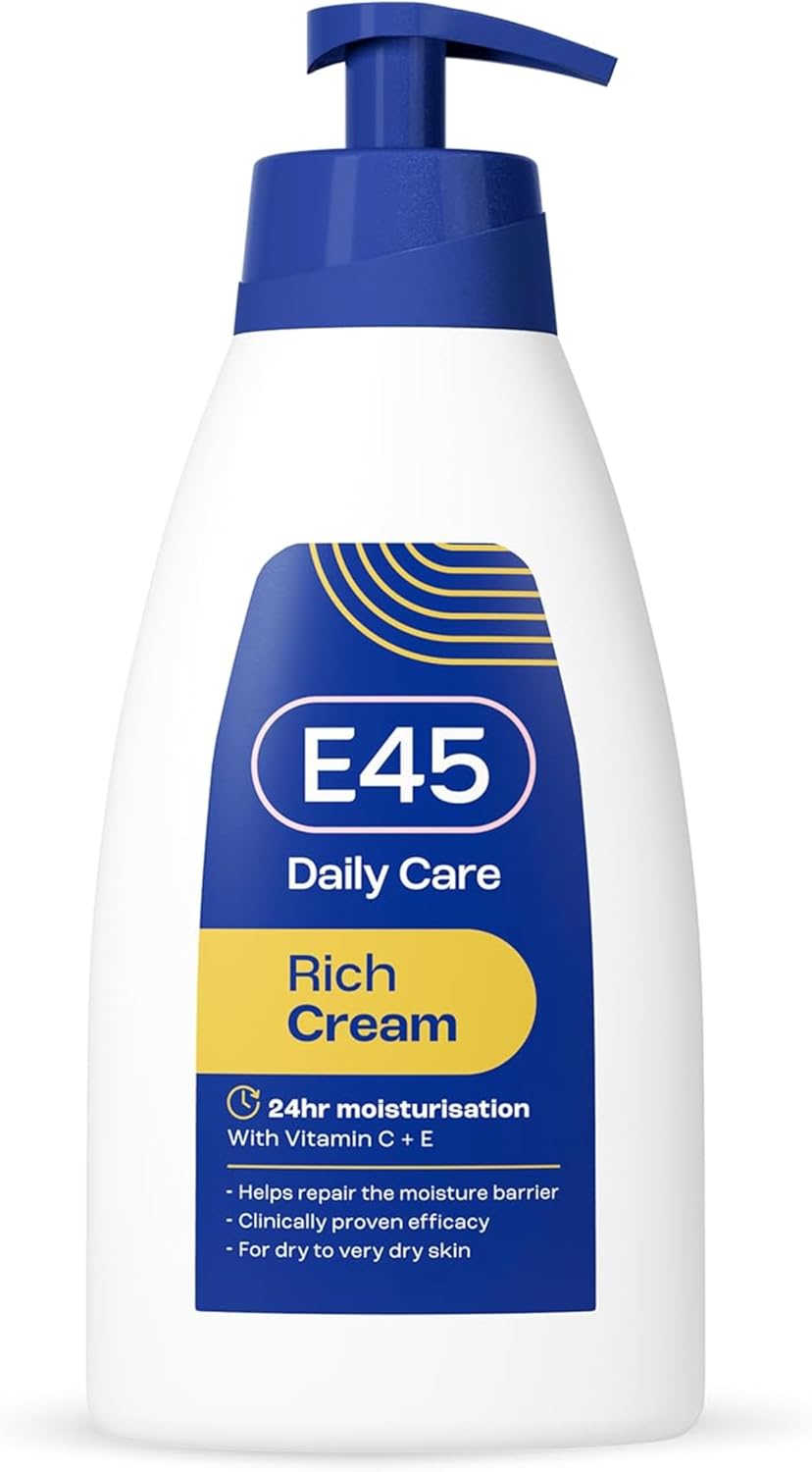 E45 Rich 24 Hour Fast Absorption Deep Nourishing Moisturisation Cream with Evening Primrose Oil 400ml (pack may vary) : Amazon.co.uk: Beauty