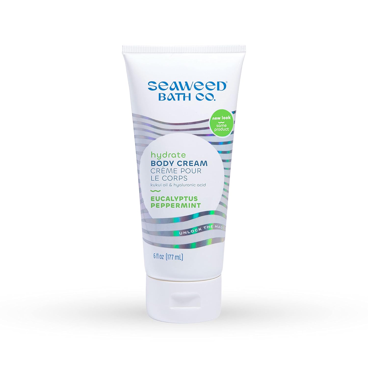 Seaweed Bath Co. Hydrate Body Cream, Eucalyptus Peppermint Scent, 6 Ounce, Nourishing Hand & Body Lotion Moisturizer For Dry Skin, With Sustainably Harvested Seaweed, Kukui Oil, Hyaluronic Acid