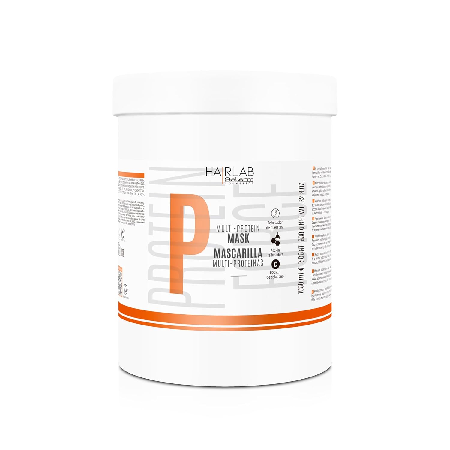 Salerm - Damaged Hair Mask - Multi-Proteins Hair Lab - 1000 Ml - Helps Replenish Natural Keratin - Adds Volume And Strength - Paraben-Free