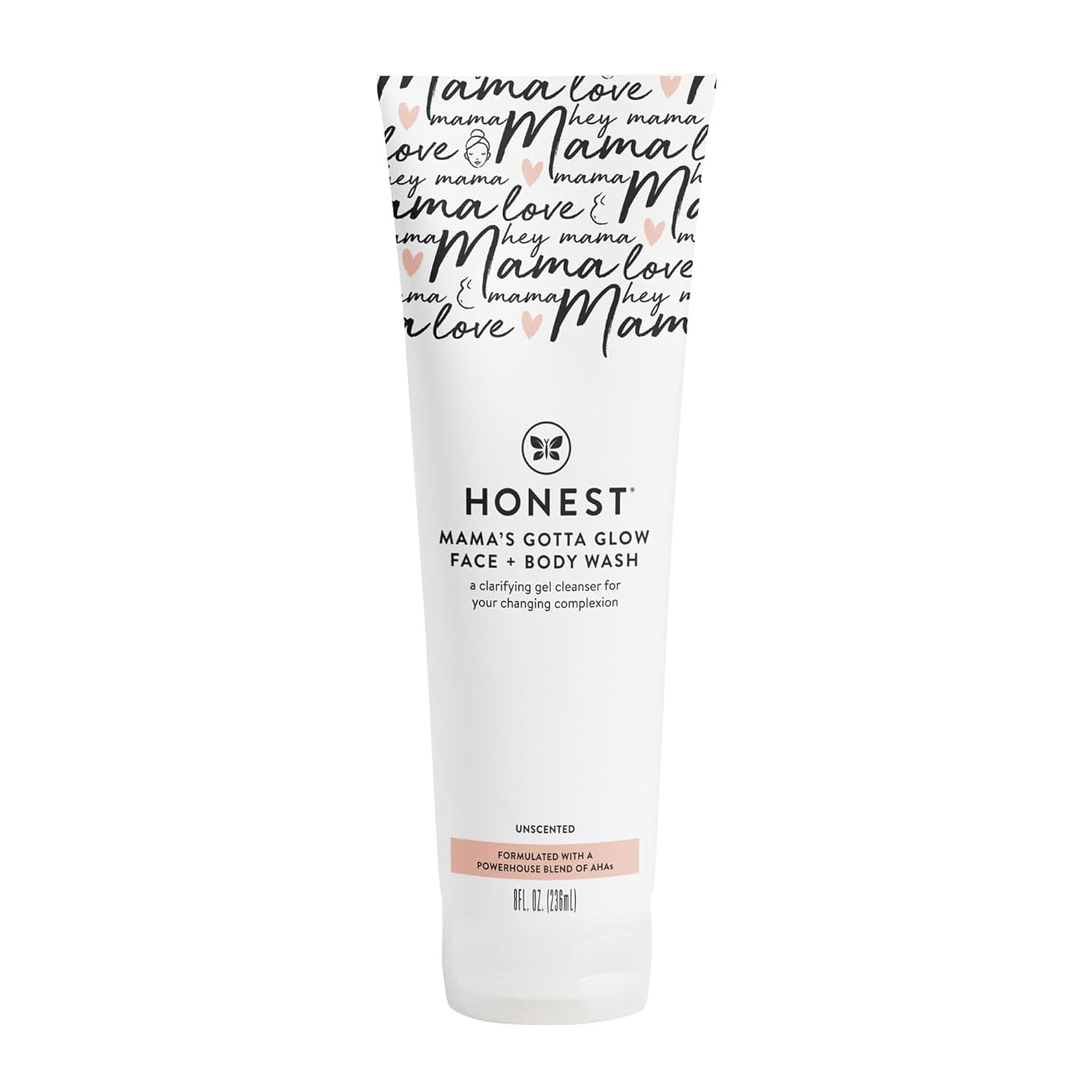 The Honest Company Honest Mama'S Gotta Glow Face And Body Wash | Pregnancy-Safe Clarifying + Exfoliating Aha Cleanser | 8 Fl Oz