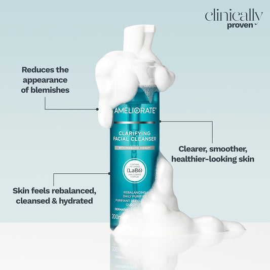 Ameliorate Clarifying Facial Cleanser 200Ml | Lab6, Lactic Acid, Nicinamide| Dermatologically Tested