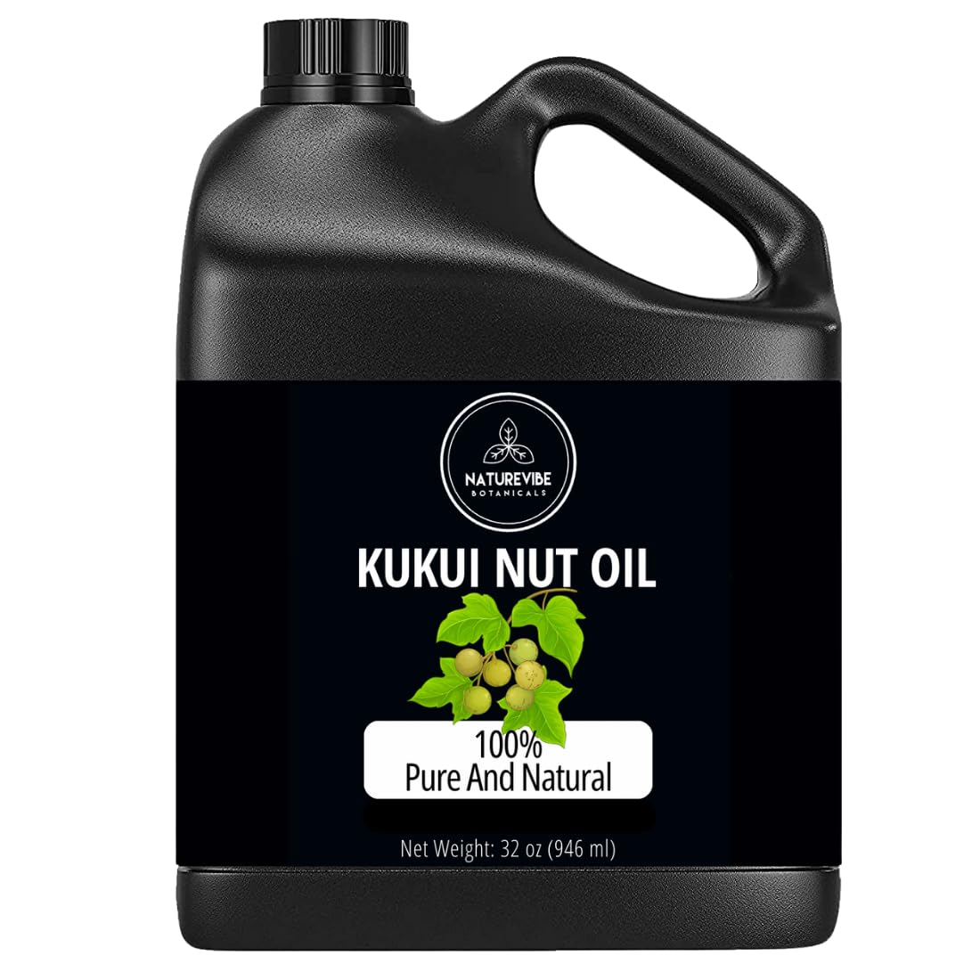 Naturevibe Botanicals Kukui Nut Oil 32 Ounces Cold Pressed 100% Pure & Natural Carrier Oil | Hydrating Oil for Hair, Nail & Skin (946 ml)